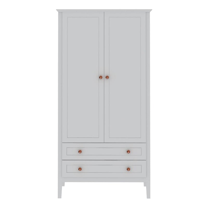 Manhattan Comfort Crown 2-Drawer Wood Full Wardrobe Armoire in White