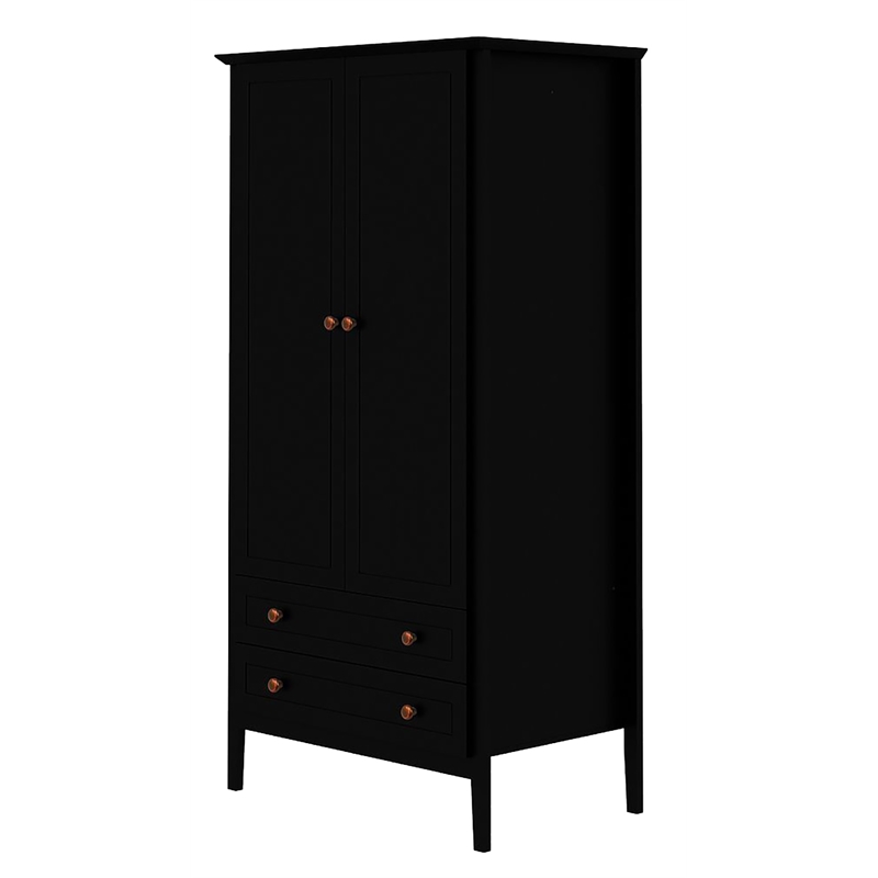 Manhattan Comfort Crown 2-Drawer Wood Full Wardrobe Armoire in Black