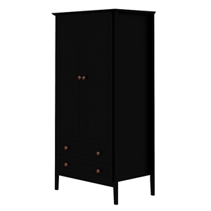 Manhattan Comfort Crown 2-Drawer Wood Full Wardrobe Armoire in Black