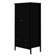 Manhattan Comfort Crown 2-Drawer Wood Full Wardrobe Armoire in Black