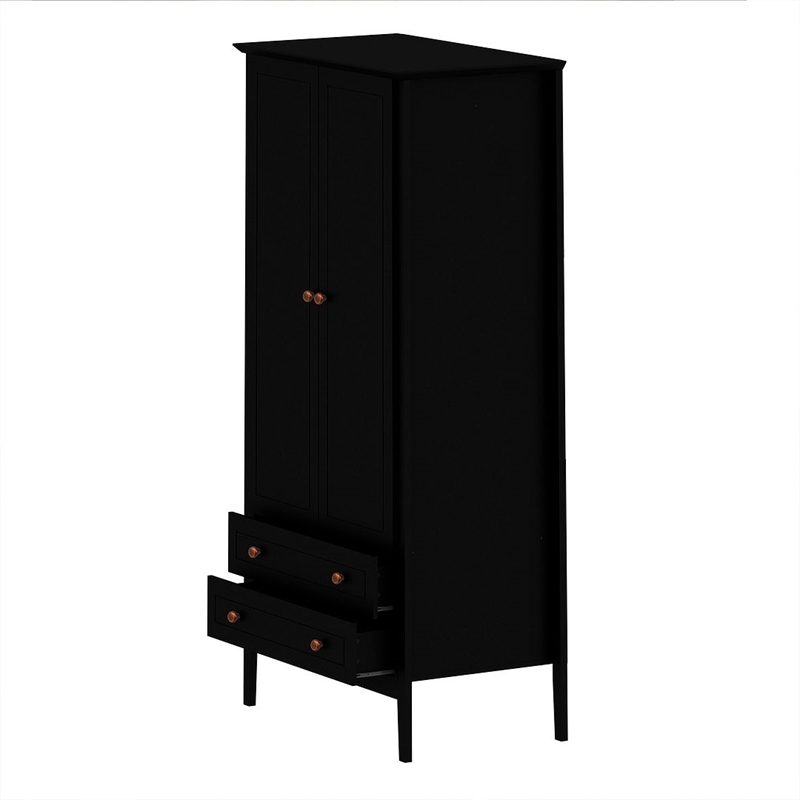 Manhattan Comfort Crown 2-Drawer Wood Full Wardrobe Armoire in Black
