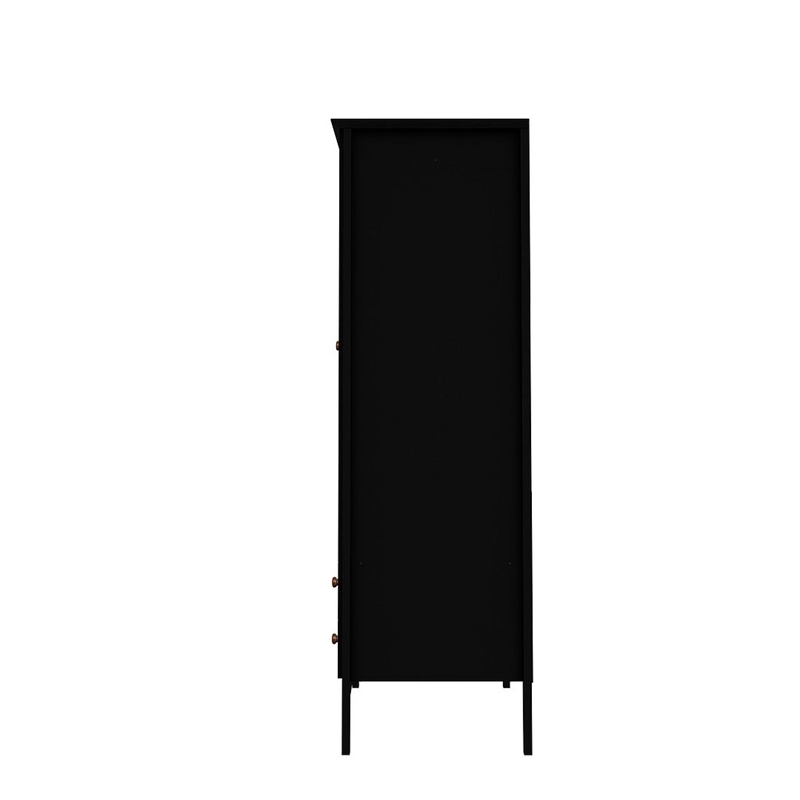 Manhattan Comfort Crown 2-Drawer Wood Full Wardrobe Armoire in Black