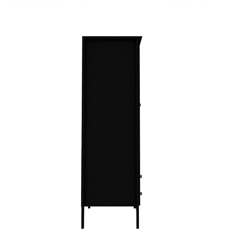 Manhattan Comfort Crown 2-Drawer Wood Full Wardrobe Armoire in Black