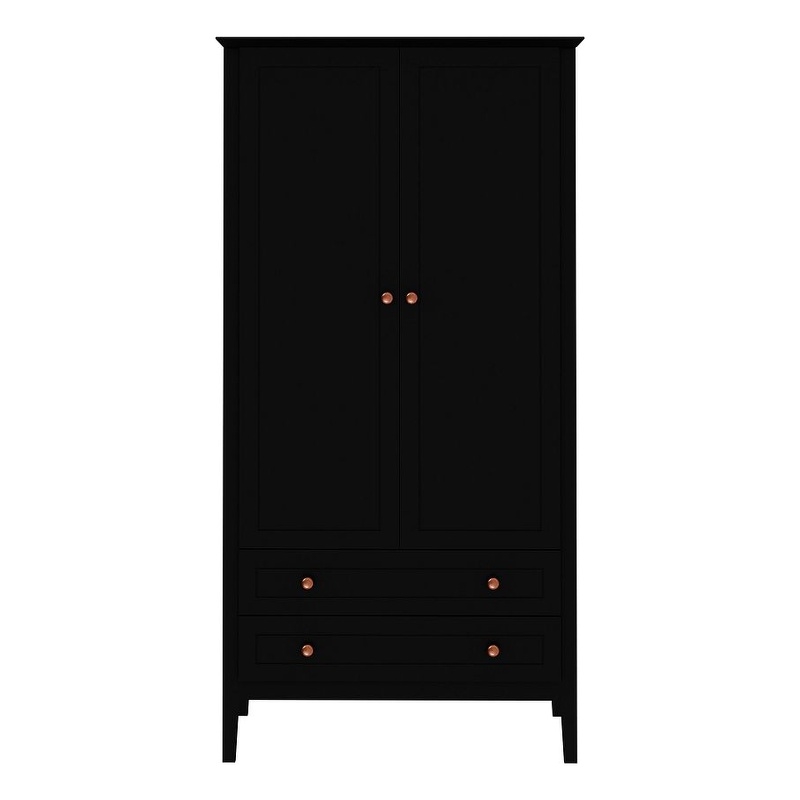 Manhattan Comfort Crown 2-Drawer Wood Full Wardrobe Armoire in Black