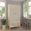 Manhattan Comfort Crown 2-Drawer Wood Full Wardrobe Armoire in Off White