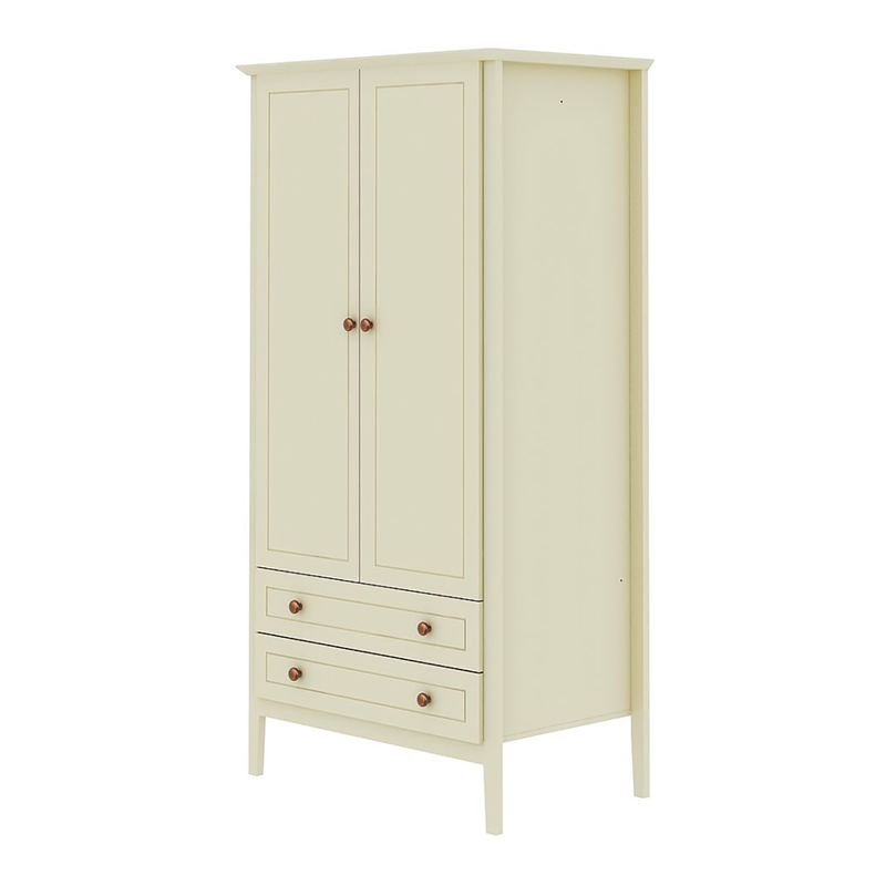 Manhattan Comfort Crown 2-Drawer Wood Full Wardrobe Armoire in Off White