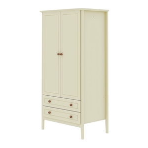 Manhattan Comfort Crown 2-Drawer Wood Full Wardrobe Armoire in Off White