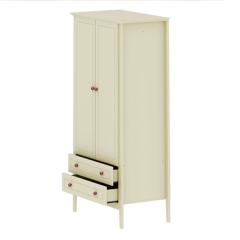 Manhattan Comfort Crown 2-Drawer Wood Full Wardrobe Armoire in Off White