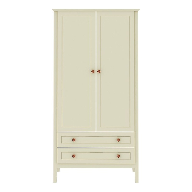 Manhattan Comfort Crown 2-Drawer Wood Full Wardrobe Armoire in Off White