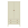 Manhattan Comfort Crown 2-Drawer Wood Full Wardrobe Armoire in Off White