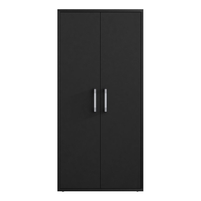 Manhattan Comfort Eiffel 4 Shelves Wood Garage Cabinet in Black Matte