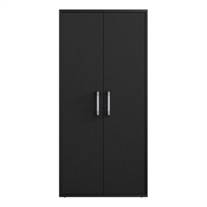 Manhattan Comfort Eiffel 4 Shelves Wood Garage Cabinet in Black Matte