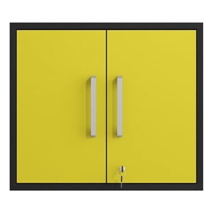 Manhattan Comfort Eiffel Wood Floating Garage Storage Cabinet in Yellow