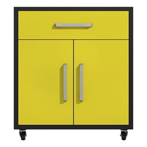 Manhattan Comfort Eiffel 1-Drawer Wood Floating Garage Storage Cabinet in Yellow