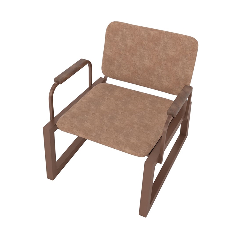 Manhattan Comfort Whythe PU Faux Leather Low Accent Chair 1.0 in Corten Brown