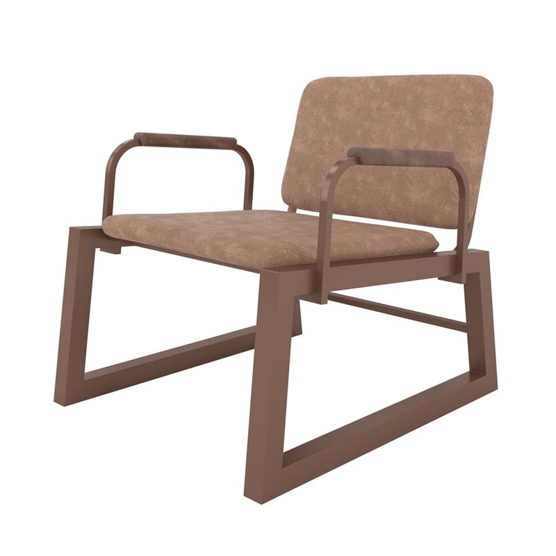 Manhattan Comfort Whythe PU Faux Leather Low Accent Chair 1.0 in Corten Brown