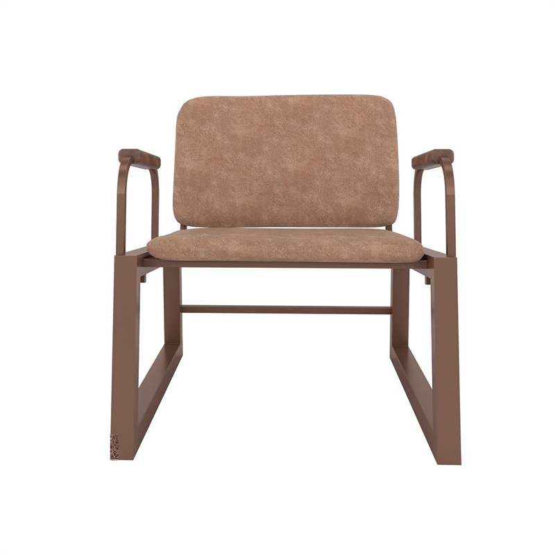 Manhattan Comfort Whythe PU Faux Leather Low Accent Chair 1.0 in Corten Brown