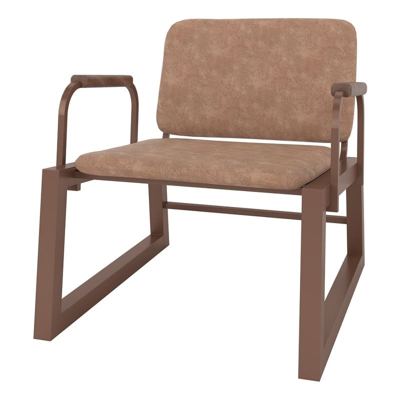 Manhattan Comfort Whythe PU Faux Leather Low Accent Chair 1.0 in Corten Brown