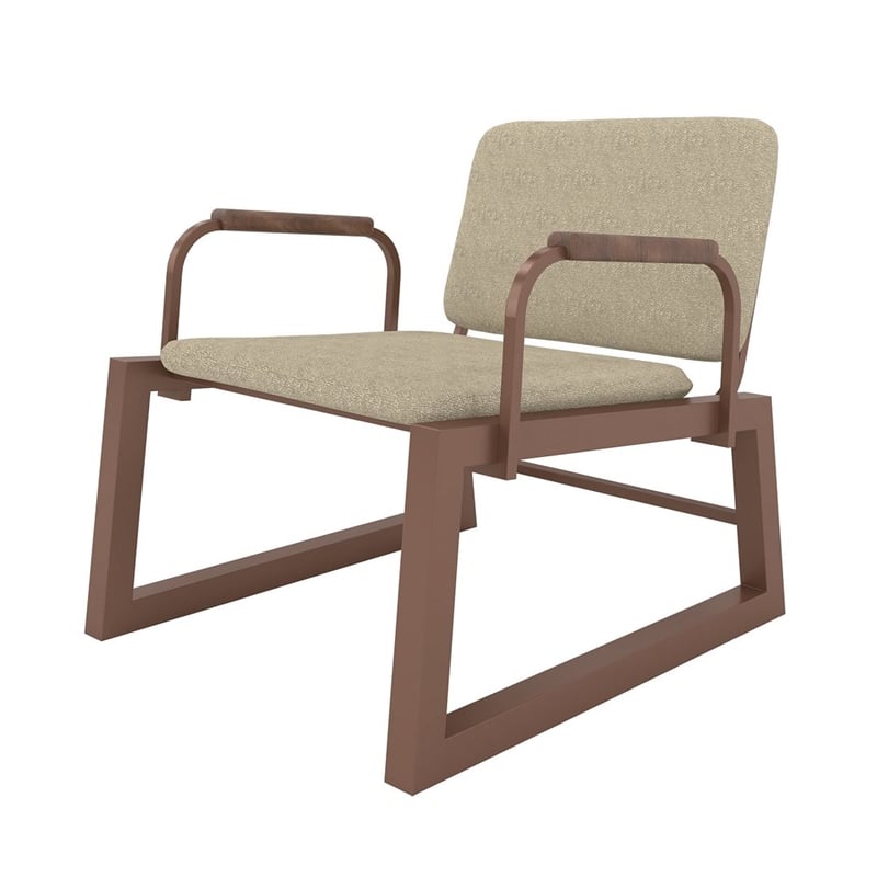 Manhattan Comfort Whythe Faux Leather Low Accent Chair in Natural