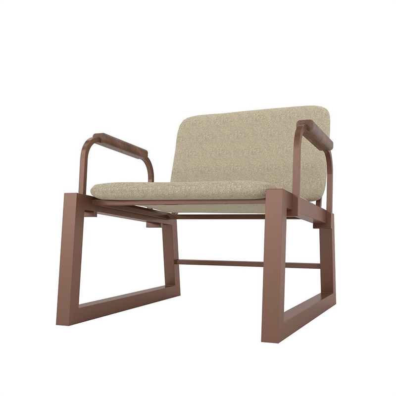 Manhattan Comfort Whythe Faux Leather Low Accent Chair in Natural