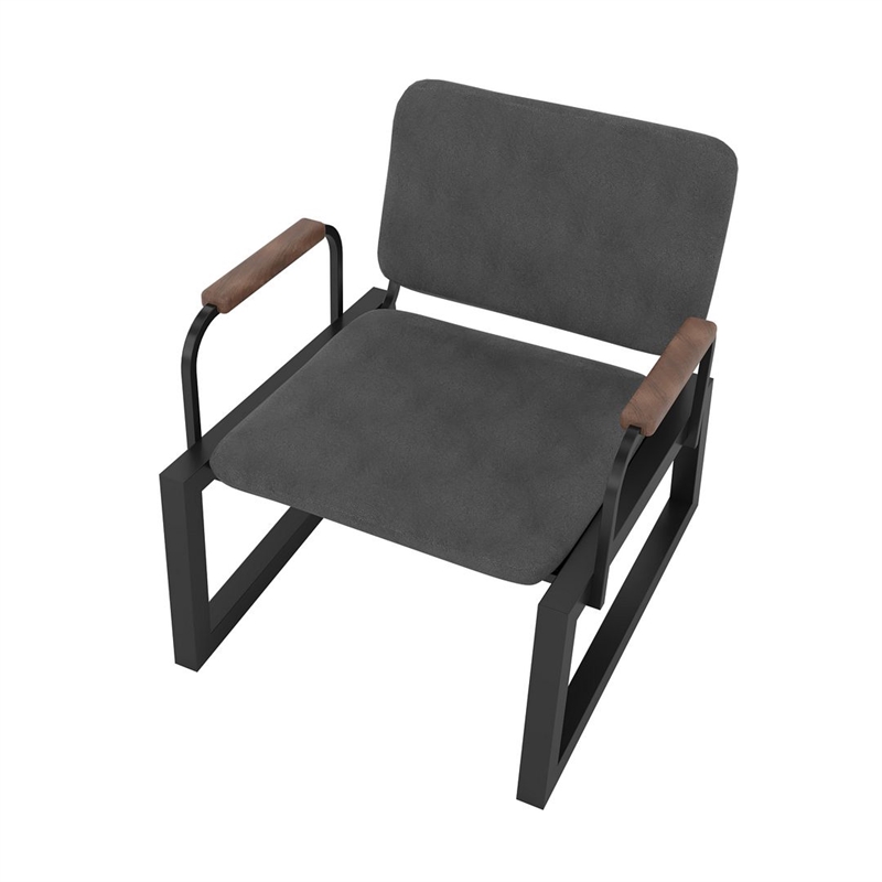 Manhattan Comfort Whythe PU Faux Leather Low Accent Chair 1.0 in Black