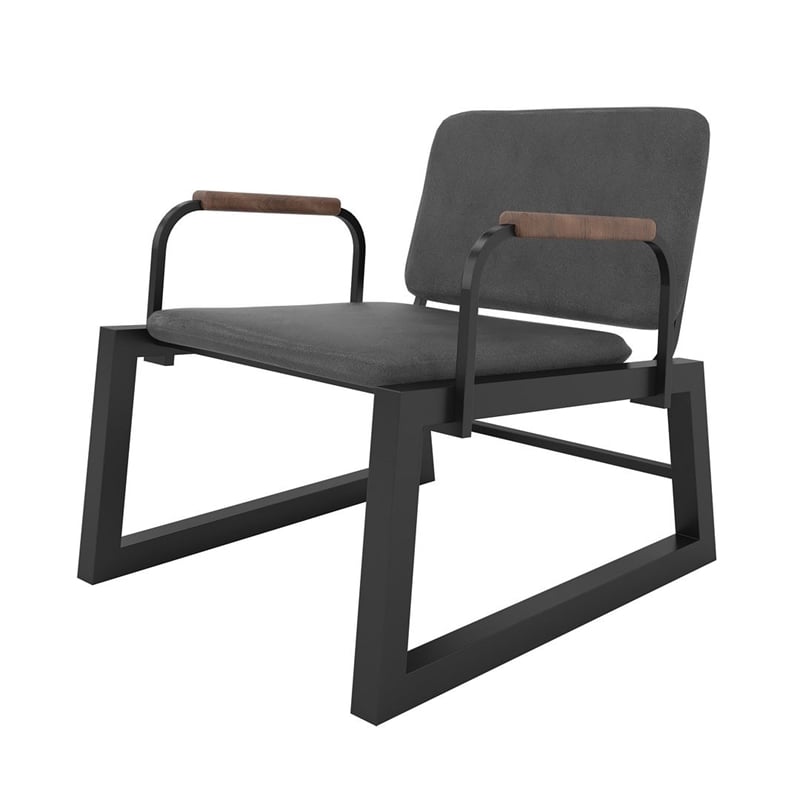 Manhattan Comfort Whythe PU Faux Leather Low Accent Chair 1.0 in Black