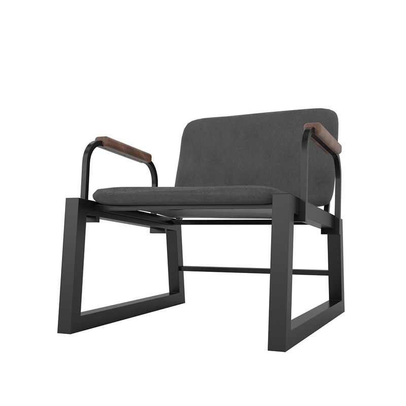 Manhattan Comfort Whythe PU Faux Leather Low Accent Chair 1.0 in Black