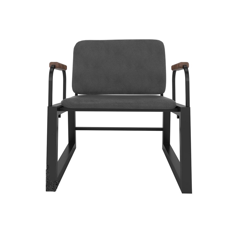 Manhattan Comfort Whythe PU Faux Leather Low Accent Chair 1.0 in Black