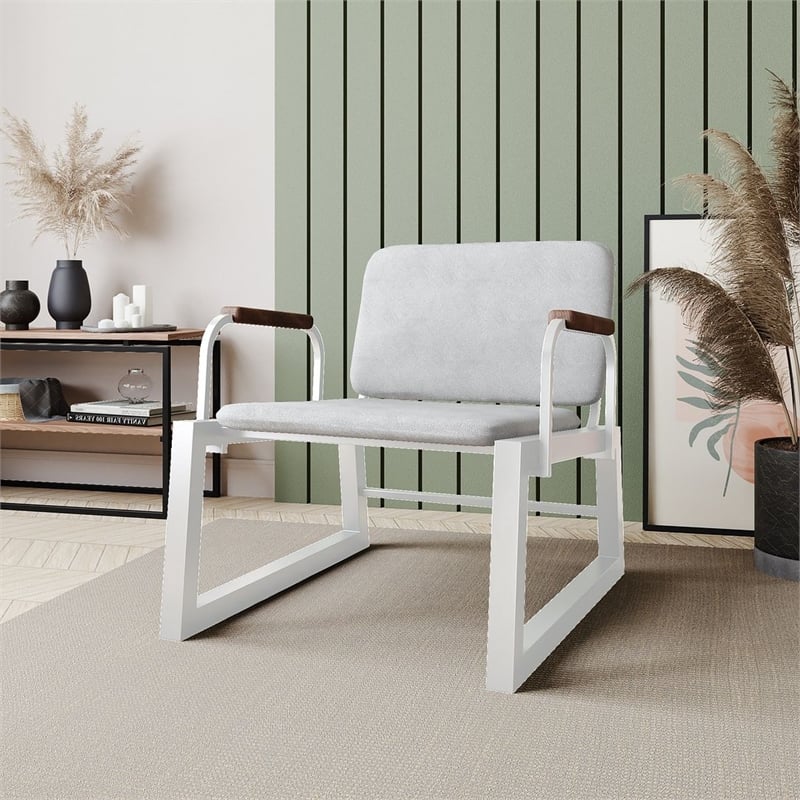 Manhattan Comfort Whythe PU Faux Leather Low Accent Chair 1.0 in White