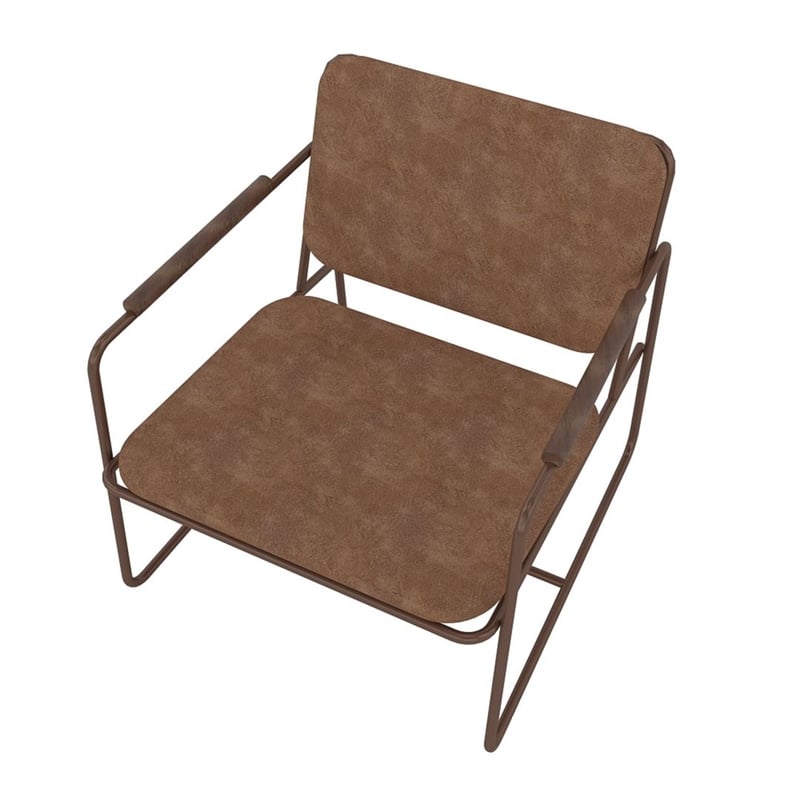 Manhattan Comfort Whythe PU Faux Leather Low Accent Chair 2.0 in Corten Brown