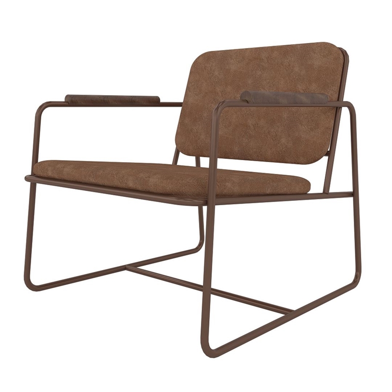Manhattan Comfort Whythe PU Faux Leather Low Accent Chair 2.0 in Corten Brown