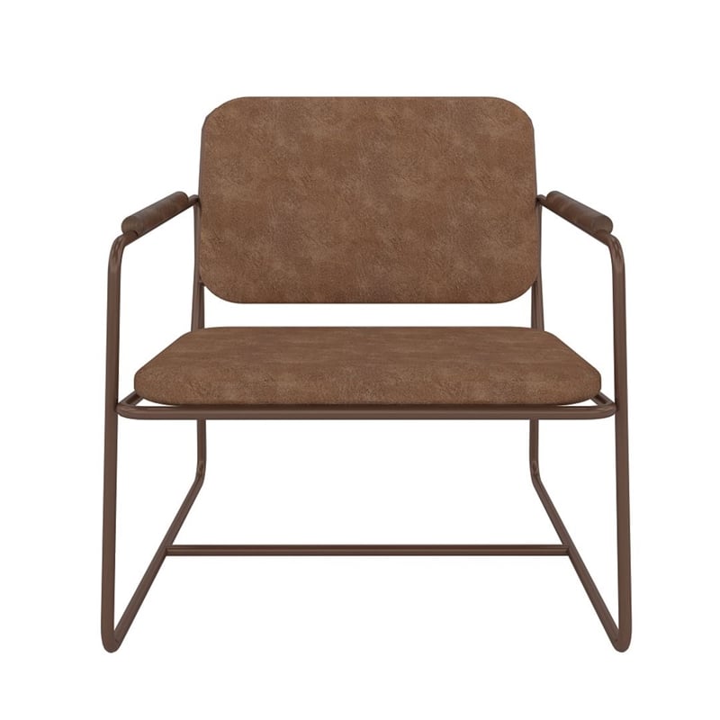 Manhattan Comfort Whythe PU Faux Leather Low Accent Chair 2.0 in Corten Brown