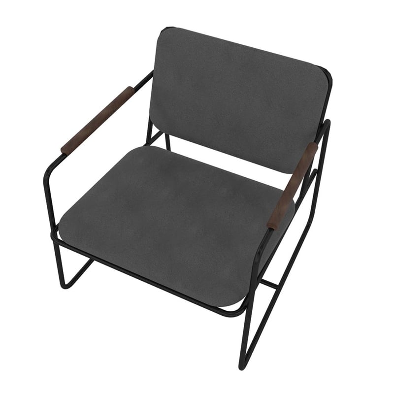 Manhattan Comfort Whythe PU Faux Leather Low Accent Chair 2.0 in Black