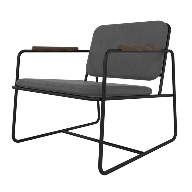 Manhattan Comfort Whythe PU Faux Leather Low Accent Chair 2.0 in Black