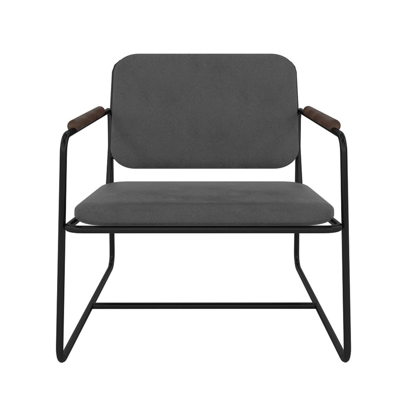 Manhattan Comfort Whythe PU Faux Leather Low Accent Chair 2.0 in Black