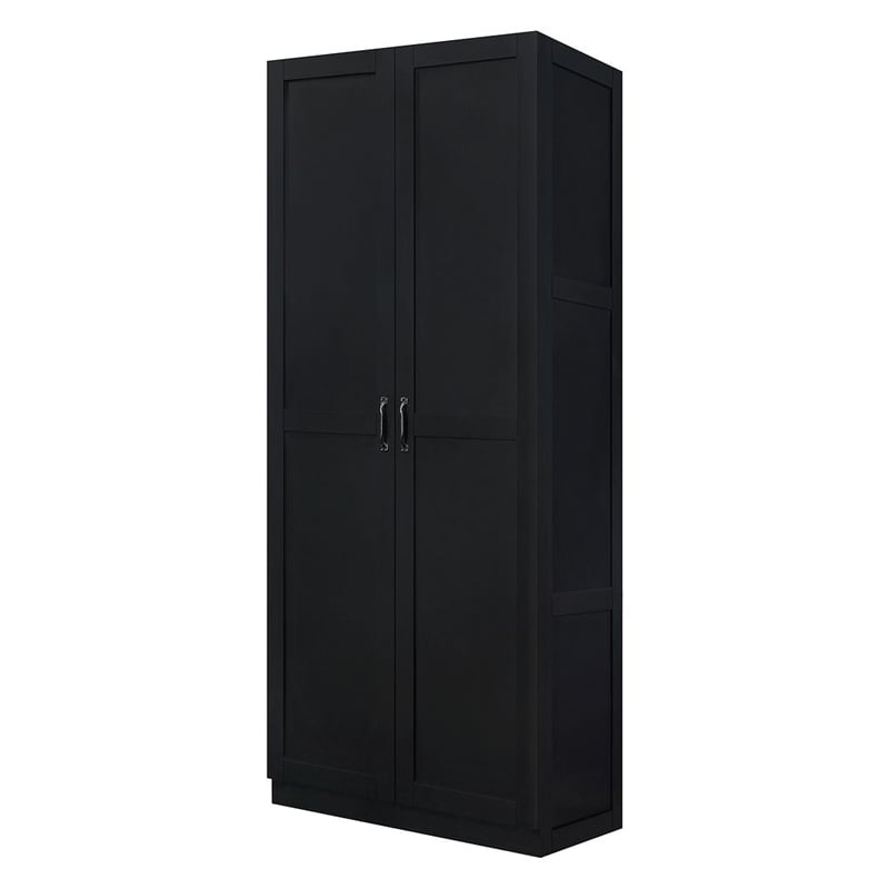 Manhattan Comfort Hopkins 2-Piece Wood Storage Closets in Black