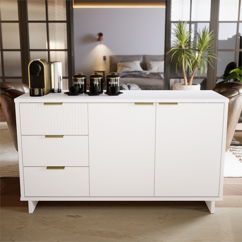 Manhattan Comfort Granville Engineered Wood Sideboard in White