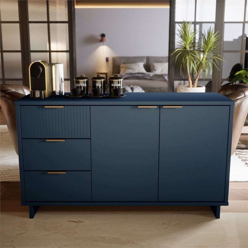 Manhattan Comfort Granville Engineered Wood Sideboard in Midnight Blue