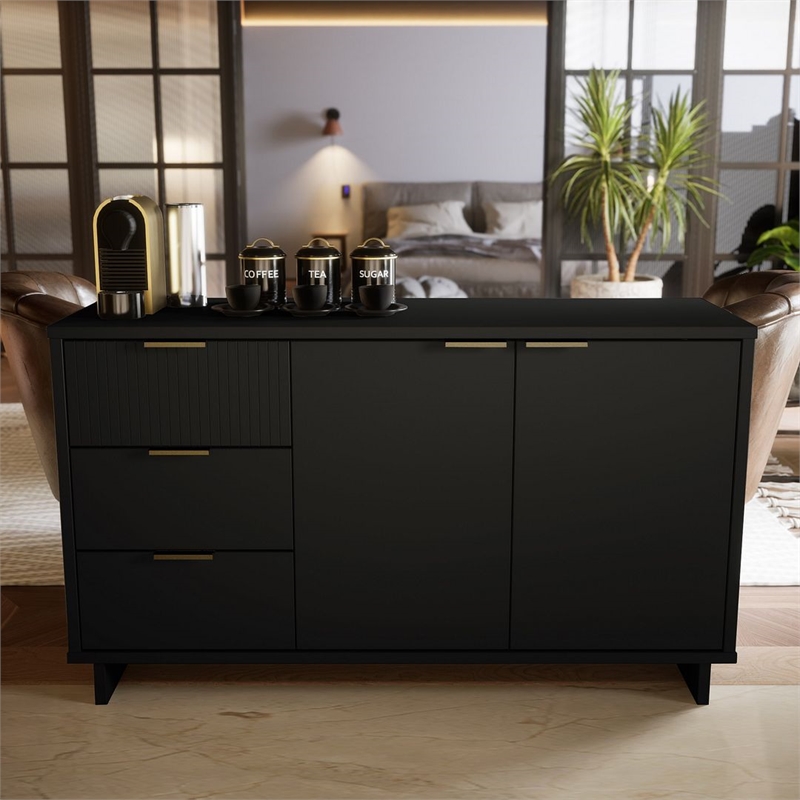 Manhattan Comfort Granville Engineered Wood Sideboard in Black
