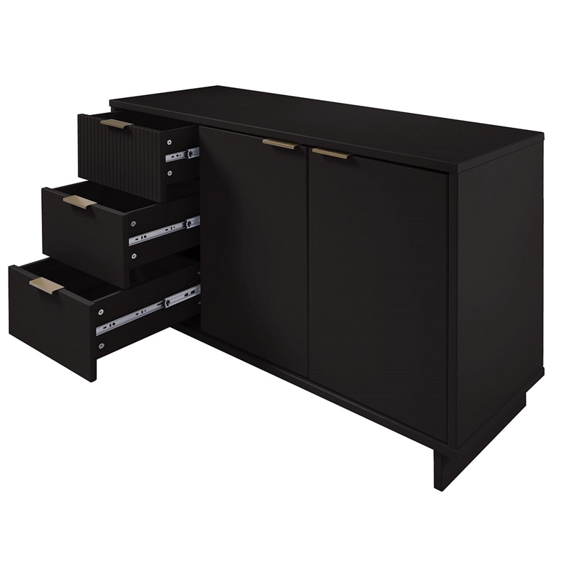 Manhattan Comfort Granville Engineered Wood Sideboard in Black