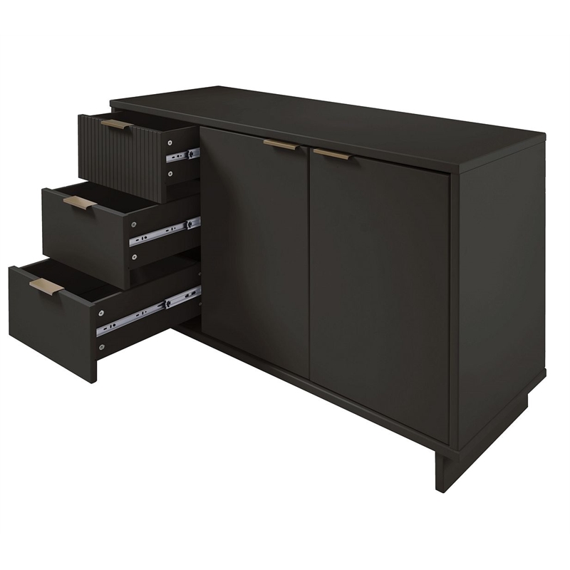 Manhattan Comfort Granville Engineered Wood Sideboard in Dark Gray