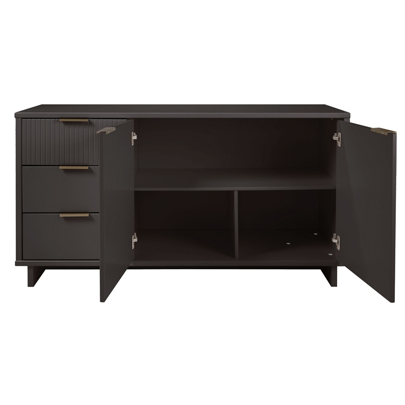 Manhattan Comfort Granville Engineered Wood Sideboard in Dark Gray