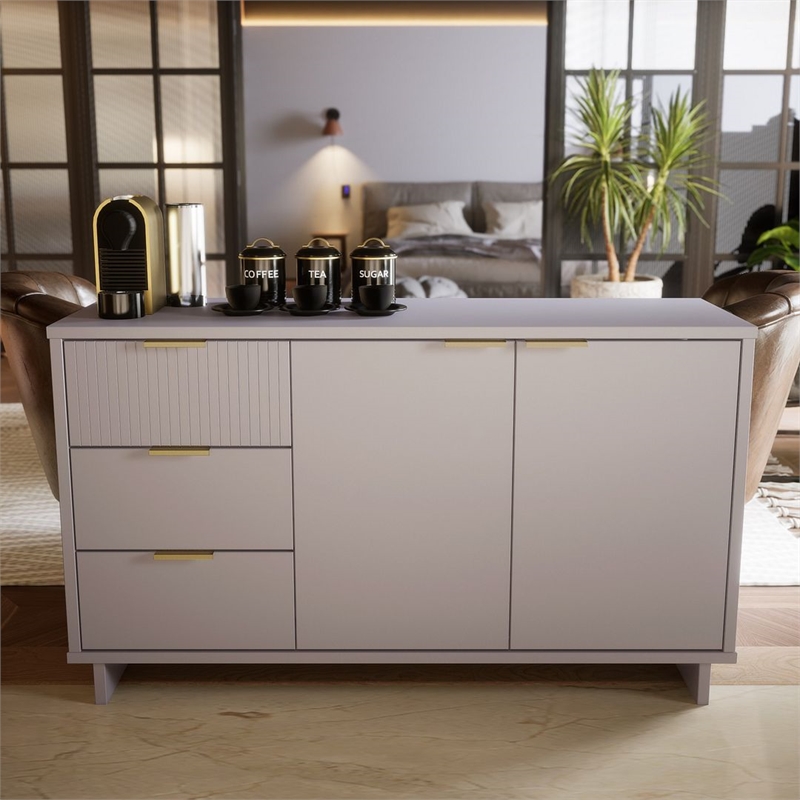 Manhattan Comfort Granville Engineered Wood Sideboard in Light Gray