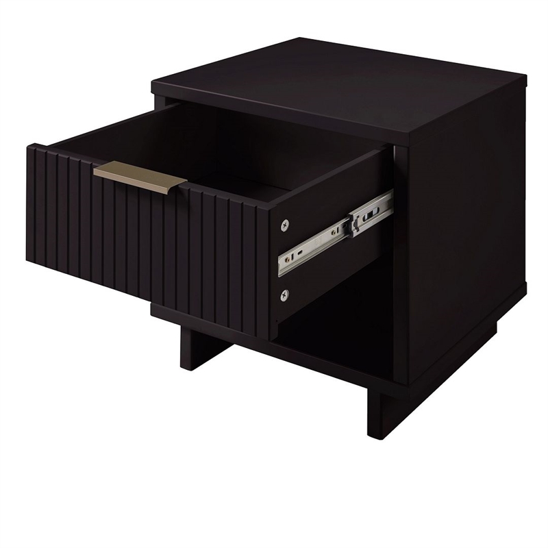 Manhattan Comfort Granville Engineered Wood Nightstand 1.0 in Black