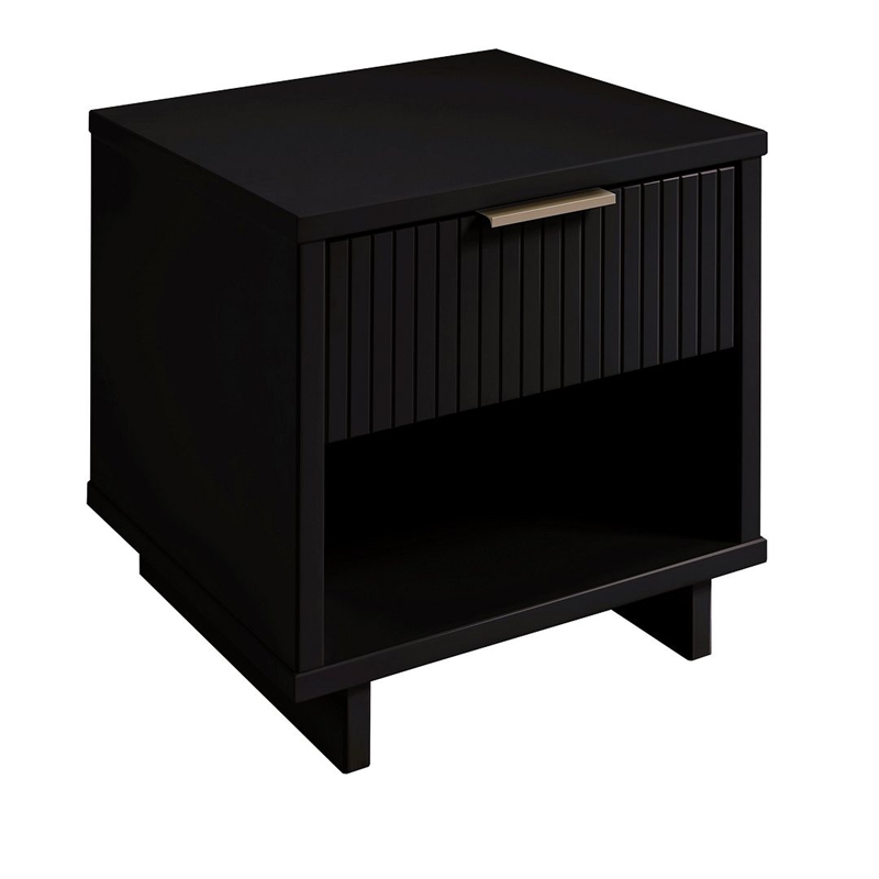 Manhattan Comfort Granville Engineered Wood Nightstand 1.0 in Black
