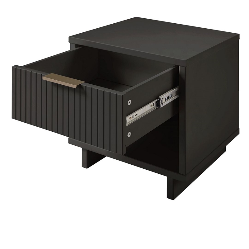 Manhattan Comfort Granville Engineered Wood Nightstand 1.0 in Dark Gray