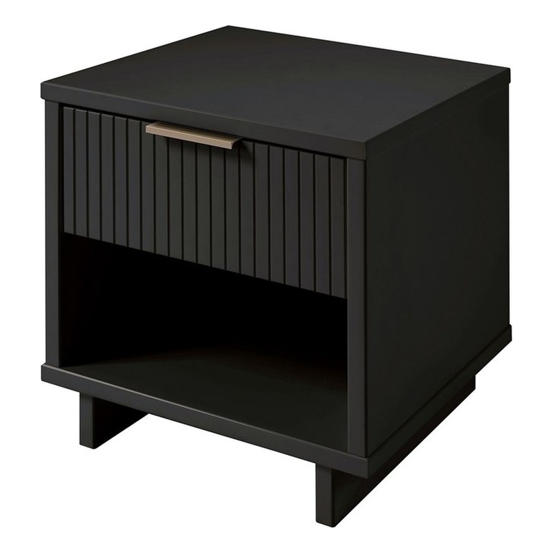 Manhattan Comfort Granville Engineered Wood Nightstand 1.0 in Dark Gray