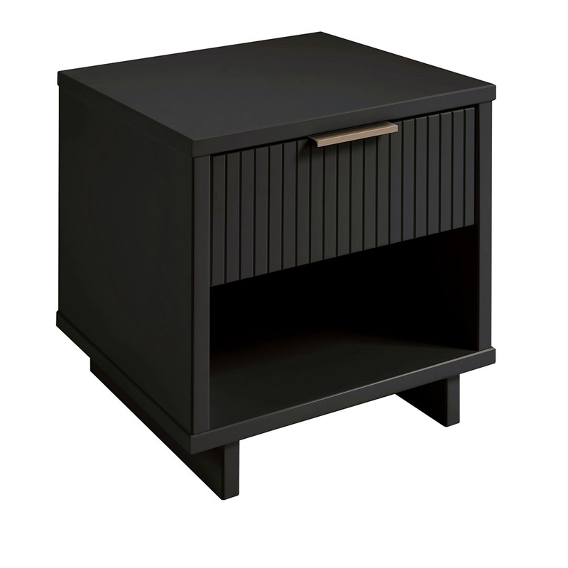 Manhattan Comfort Granville Engineered Wood Nightstand 1.0 in Dark Gray
