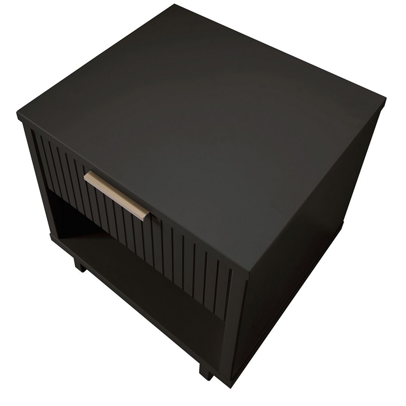 Manhattan Comfort Granville Engineered Wood Nightstand 1.0 in Dark Gray