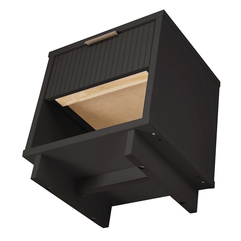 Manhattan Comfort Granville Engineered Wood Nightstand 1.0 in Dark Gray